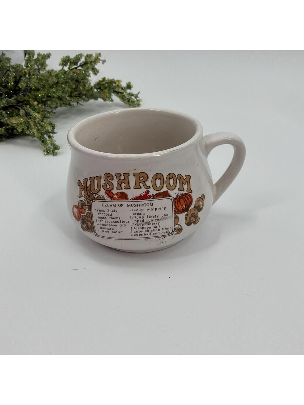 Retro Mushroom Soup Recipe Ceramic Mug Bowl
